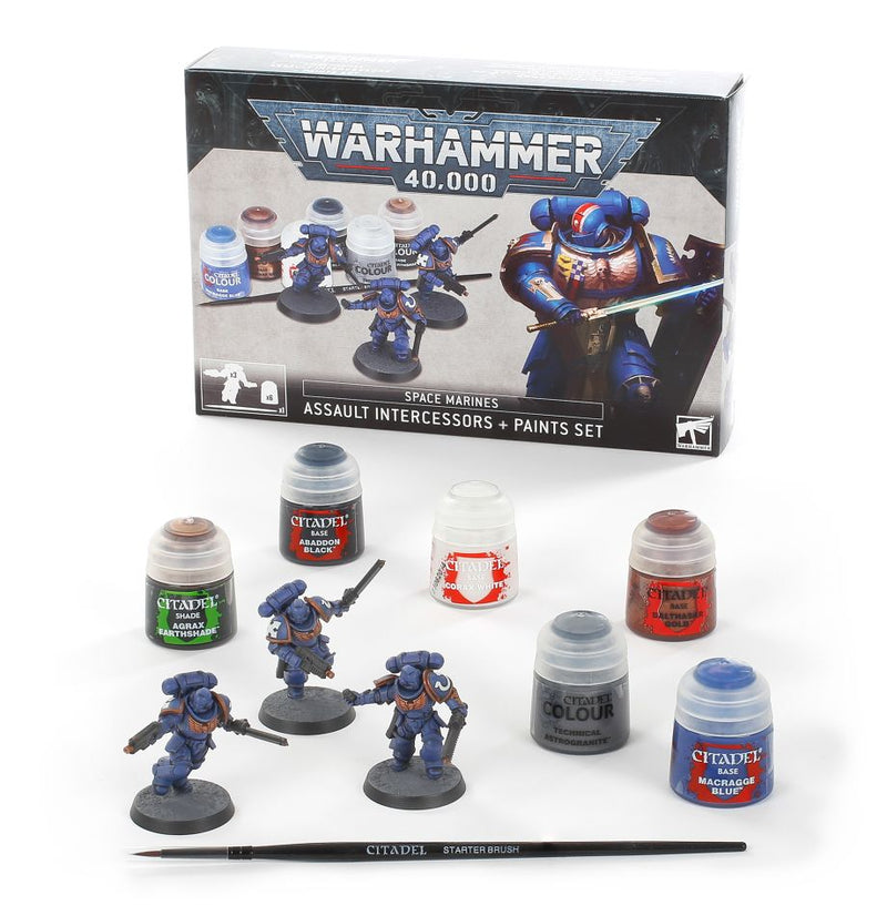 Warhammer 40K: Space Marines Assault Intercessor + Paint Set