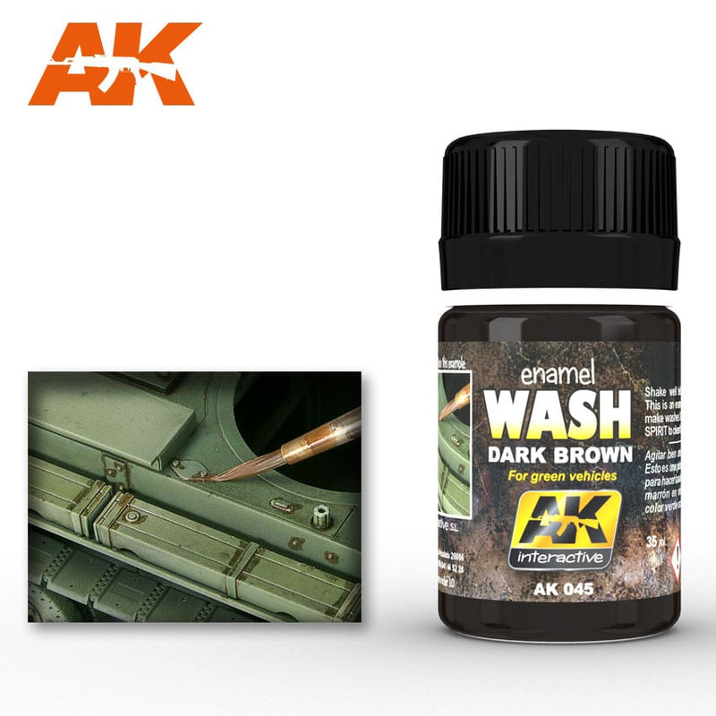 AK: 045 Dark Brown Wash For Green Vehicles