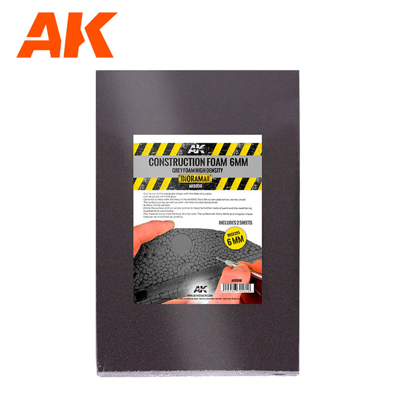 AK: Construction Foam Black 6mm - 2 Sheets (195x295mm)