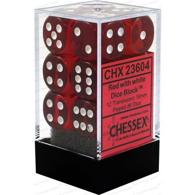 Chessex Dice: Translucent Red/White 12D6