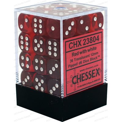 Chessex Dice: Translucent Red/White 36D6