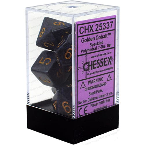 Chessex Dice: Speckled Golden Cobalt Polyhedral 7-die Set