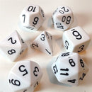 Chessex Dice: Opaque White/Black Polyhedral 7-die Set