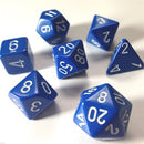 Chessex Dice: Opaque Blue/White Polyhedral 7-die Set