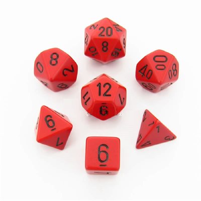Chessex Dice: Opaque Red/Black Polyhedral 7-die Set