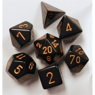 Chessex Dice: Opaque Black/Gold Polyhedral 7-die Set
