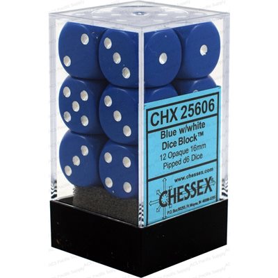 Chessex Dice: Opaque Blue/White 12D6