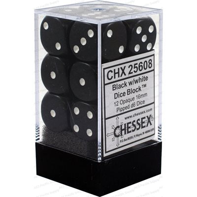 Chessex Dice: Opaque Black/White 12D6