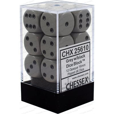 Chessex Dice: Opaque Dark Grey/Black 12D6