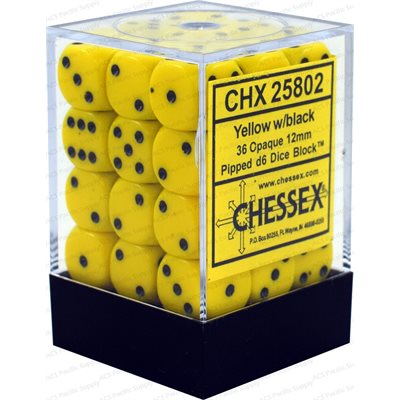 Chessex Dice: Opaque Yellow/Black 36D6