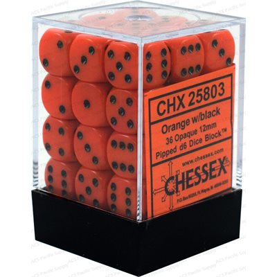 Chessex Dice: Opaque Orange/Black 36D6