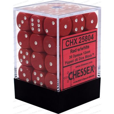 Chessex Dice: Opaque Red/White 36D6