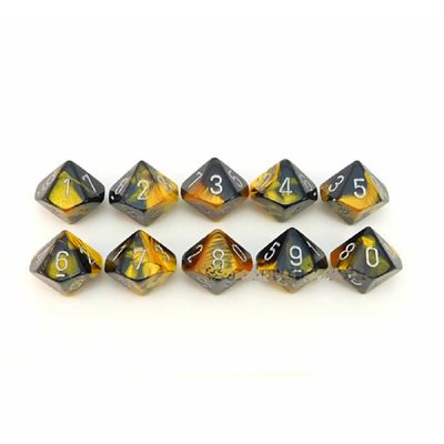 Chessex Dice: Gemini Black-Gold / Silver 10D10