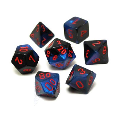 Chessex Dice: Gemini Black-Starlight/Red Polyhedral 7-die Set