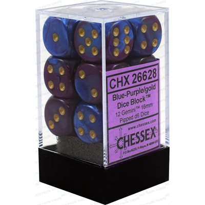 Chessex Dice: Gemini Blue-Purple/Gold 12D6