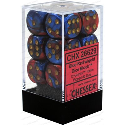 Chessex Dice: Gemini Blue-Red/Gold 12D6