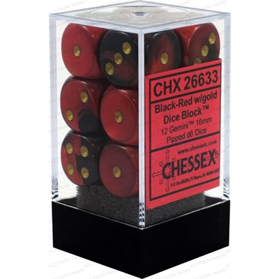 Chessex Dice: Gemini Black-Red/Gold 12D6