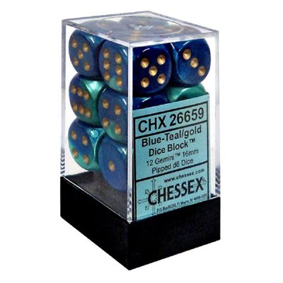 Chessex Gemini Blue-Teal/Gold 12D6