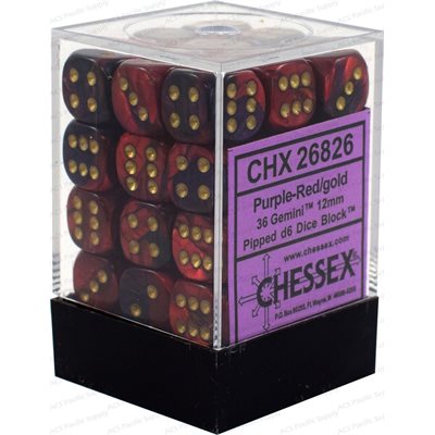 Chessex Dice: Gemini Purple-Red/Gold 36D6