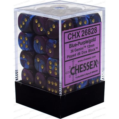 Chessex Dice: Gemini Blue-Purple/Gold 36D6