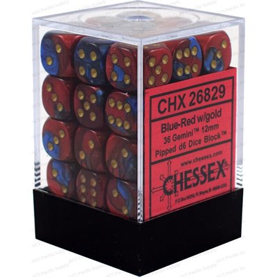 Chessex Dice: Gemini Blue-Red/Gold 36D6