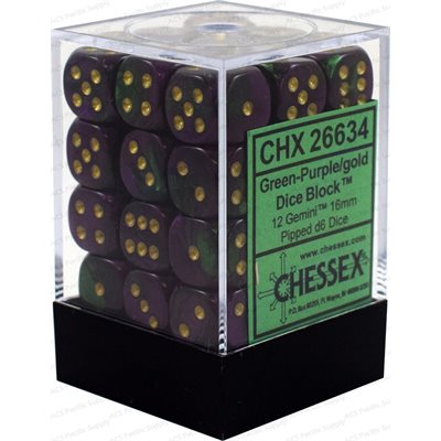 Chessex Dice: Gemini Green-Purple/Gold 36D6