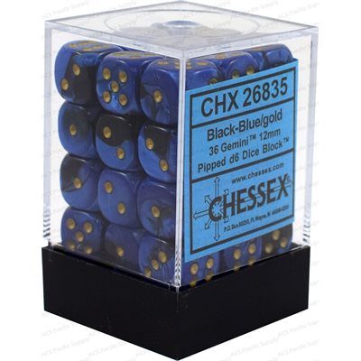 Chessex Dice: Gemini Black-Blue/Gold 36D6
