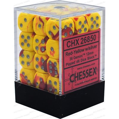 Chessex Dice: Gemini Red-Yellow/Silver 36D6