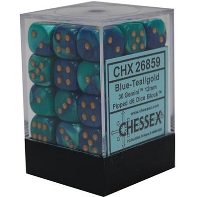 Chessex Dice: Gemini Blue-Teal/Gold 36D6