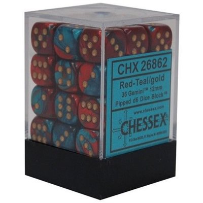 Chessex Dice: Gemini Red-Teal/Gold 36D6