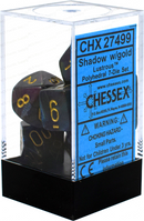Chessex Dice: Lustrous Shadow / Gold Polyhedral 7-die Set