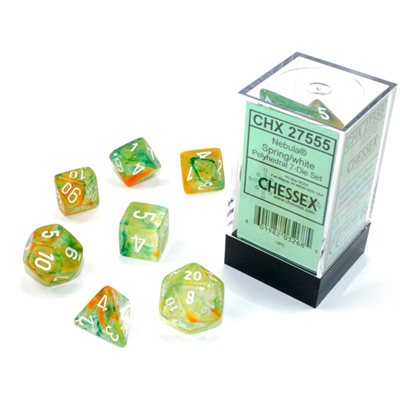 Chessex Dice: Nebula Spring/White Polyhedral 7-die Set