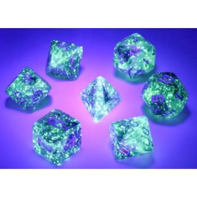 Chessex Dice: Borealis Light Smoke/Silver Polyhedral 7-die Set