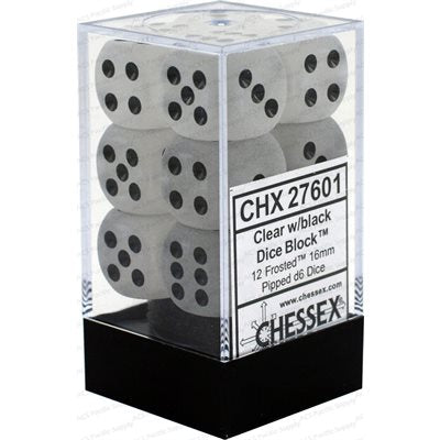 Chessex Dice: Frosted Clear/Black 12D6