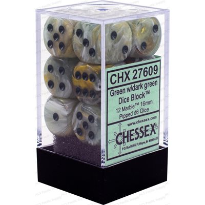 Chessex Dice: Marble Green/Dark Green 12D6