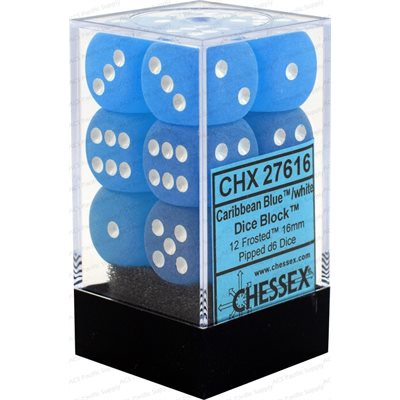 Chessex Dice: Frosted Caribbean Blue/White 12D6