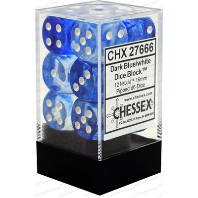 Chessex Dice: Nebula Dark Blue/White 12D6