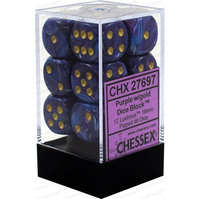 Chessex Dice: Lustrous Purple/Gold 12D6