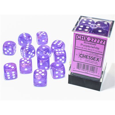 Chessex Dice: Borealis Purple/White Luminary 12D6