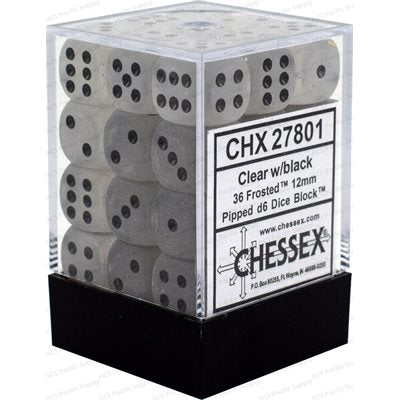 Chessex Dice: Frosted Clear/Black 36D6
