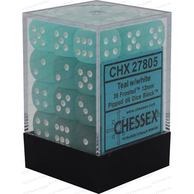 Chessex Dice: Frosted Teal/White 36D6