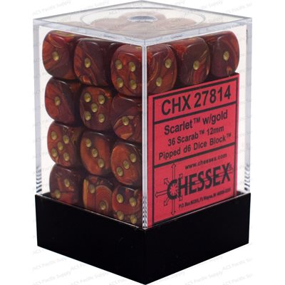 Chessex Dice: Scarab Scarlet/Gold 36D6