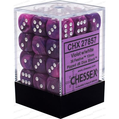 Chessex Dice: Festive Violet/White 36D6