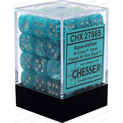 Chessex Dice: Cirrus Aqua/Silver 36D6