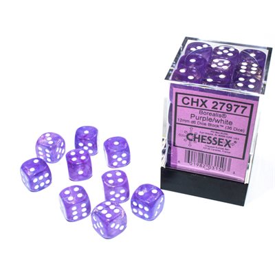 Chessex Dice: Borealis Purple/White 36D6 Luminary