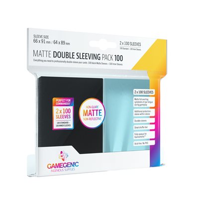 GAMEGENIC: Matte Double Sleeving Clear / Black (2x100)