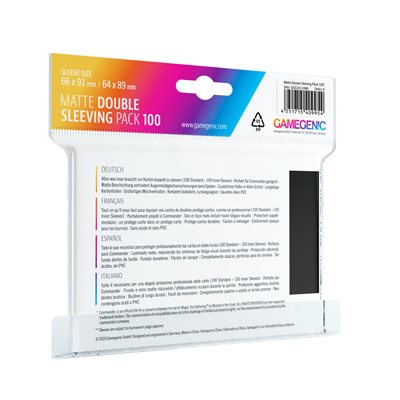 GAMEGENIC: Matte Double Sleeving Clear / Black (2x100)