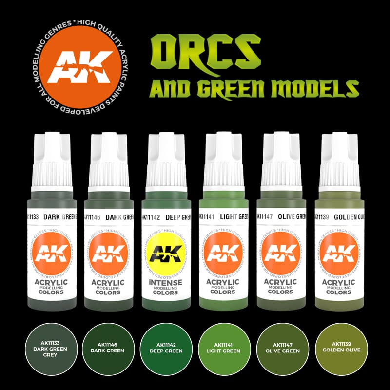 AK11600: Orcs and Green Models Paint Set