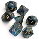 Chessex Dice: Lustrous Shadow / Gold Polyhedral 7-die Set