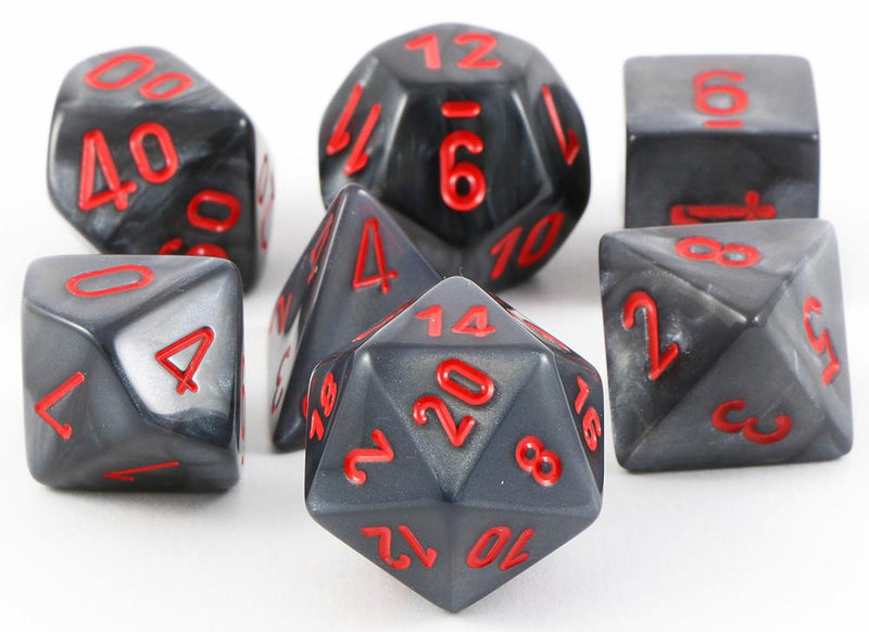 Chessex Dice: Velvet Black/Red Polyhedral 7-die Set